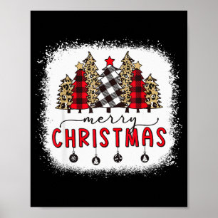 Bleached Merry Christmas Tree Funny Leopard Plaid  Poster