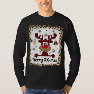 Bleached Merry RX-Mas Reindeer Christmas Pharmacy  T-Shirt