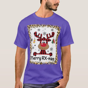 Bleached Merry RXMas Reindeer Christmas Pharmacy C T-Shirt