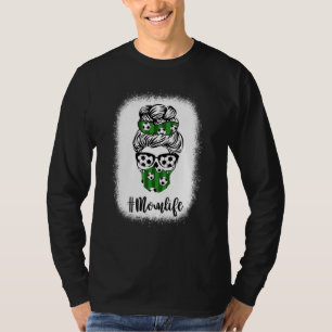 Bleached Messy Bun Hair Wearing Soccer Sunglasses T-Shirt