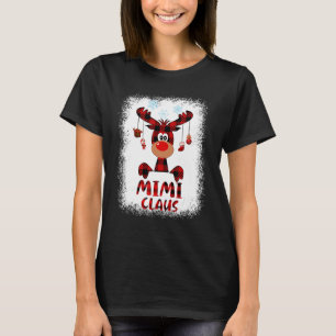 Bleached Mimi Claus Reindeer Plaid Matching Family T-Shirt