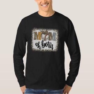 Bleached Mom Of Both Leopard Baseball Mom Softball T-Shirt