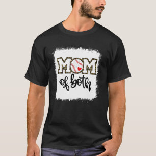 Bleached Mom Of Both Leopard Baseball Mom Softball T-Shirt