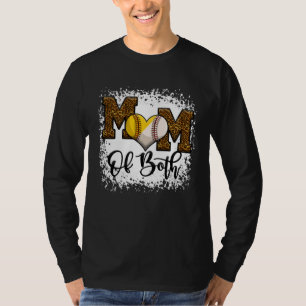 Bleached Mom Of Both Leopard Baseball Softball T-Shirt