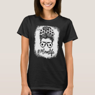 Bleached Mum Life Soccer Mum Leopard Messy Soccer T-Shirt