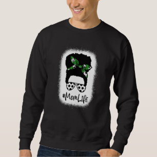 Bleached Mum Life Soccer Sport Messy Bun Hair Moth Sweatshirt