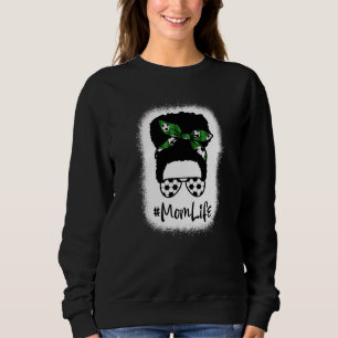 Bleached Mum Life Soccer Sport Messy Bun Hair Moth Sweatshirt