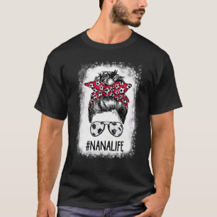 Bleached Nana Life Soccer Nana Messy Bun Hair Moth T-Shirt