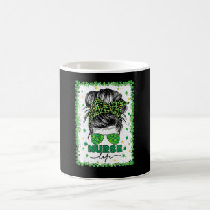Bleached Nurse Life Messy Bun Happy Saint Patricks Coffee Mug