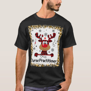 Bleached Nurse Practitioner Reindeer Christmas Paj T-Shirt