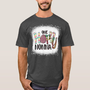 Bleached One Hoppy Nonna Leopard Bunny Easter Eggs T-Shirt
