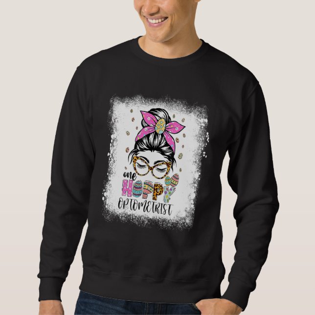 Bleached One Hoppy Optometrist Bunny Easter Day Sweatshirt (Front)
