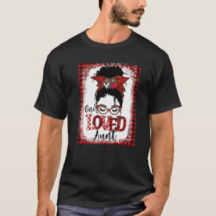 Bleached One Loved Aunt Messy Bun Women Leopard Pl T-Shirt