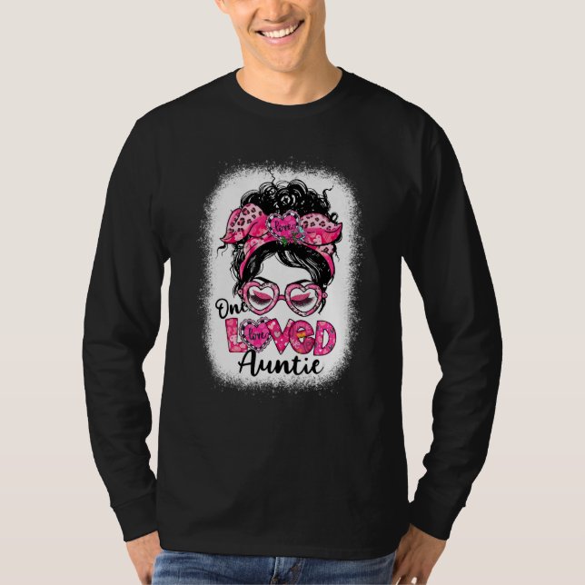 Bleached One Loved Auntie Messy Bun Women Valentin T-Shirt (Front)