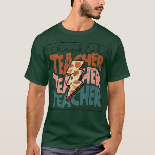 Bleached One Thankful Teacher Thanksgiving Fall Te T-Shirt