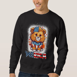 Bleached Patriotic Lion 4th of July Fireworks Meri Sweatshirt