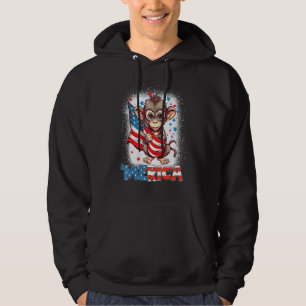 Bleached Patriotic Monkey 4th of July Fireworks Me Hoodie
