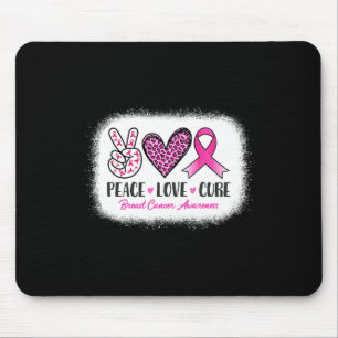 Bleached Peace Love Cure Leopard Breast Cancer Awa Mouse Pad