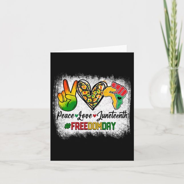 Bleached Peace Love Juneteenth 1865 Freedom Day Af Card (Front)
