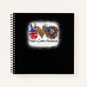 Bleached Peace Love Nurse America Patriotic Indepe Notebook