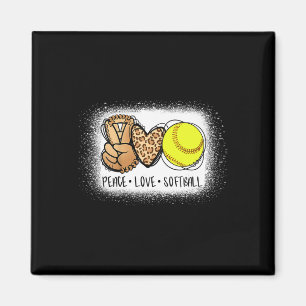 Bleached Peace Love Softll Mom Leopard Print Mothe Magnet
