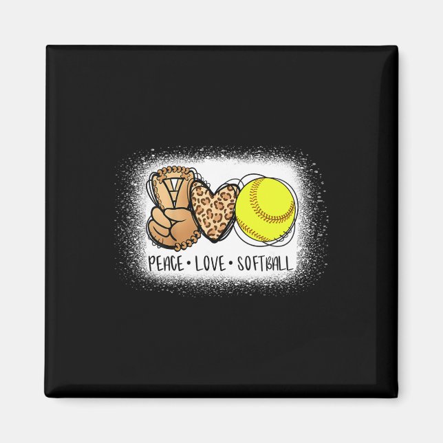 Bleached Peace Love Softll Mom Leopard Print Mothe Magnet (Front)