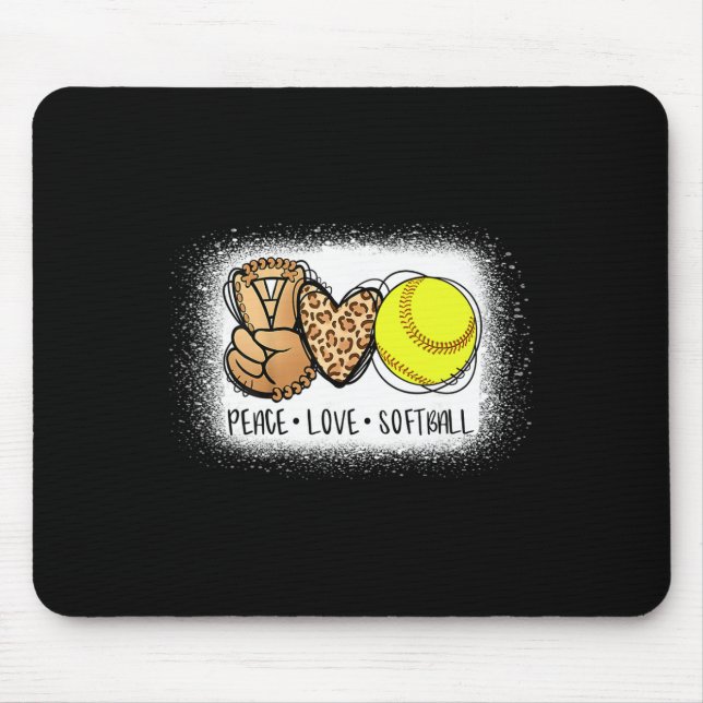 Bleached Peace Love Softll Mom Leopard Print Mothe Mouse Pad (Front)