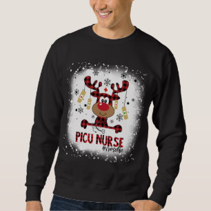 Bleached PICU Nurse Reindeer Christmas Pajama Xmas Sweatshirt