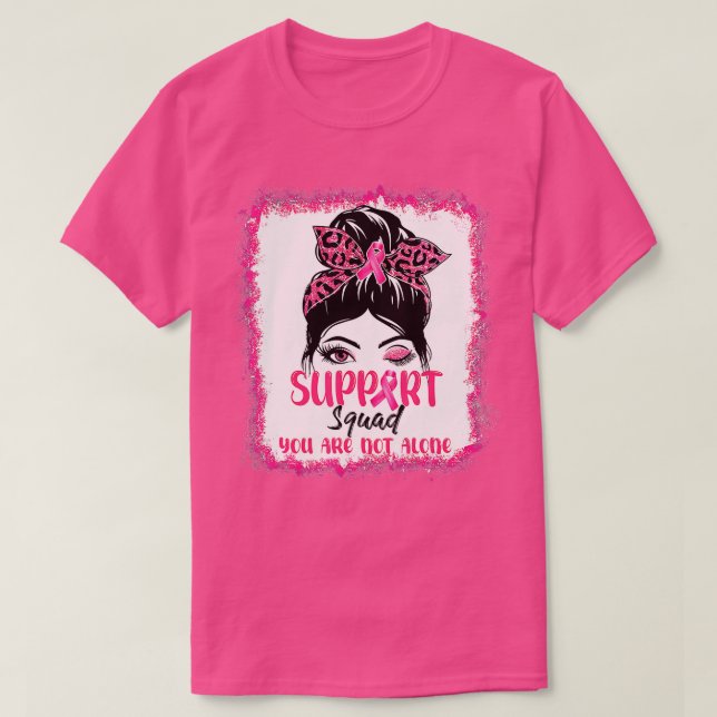 Bleached Pink Ribbon Support Squad Awareness  (1)  T-Shirt (Design Front)