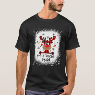 Bleached Pre-K Teacher Squad Reindeer Funny Christ T-Shirt