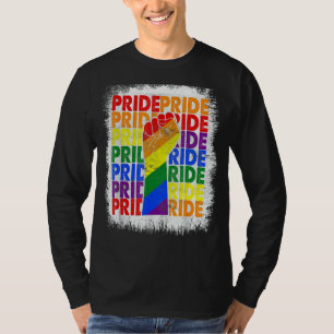 Bleached Resist Fist Rainbow Flag Gay Pride T-Shirt
