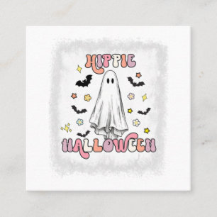 Bleached Retro Hippie Halloween Ghost Boo Spooky H Square Business Card