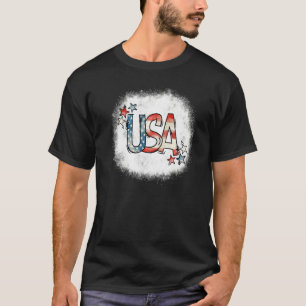 Bleached Retro Usa American Flag Patriotic 4th Of T-Shirt