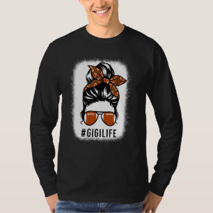 Bleached Rugby Gigi Messy Bun Rugby Mothers Day T-Shirt