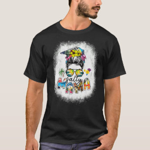 Bleached Salty Mama Messy Bun Beach Vibes Summer V T-Shirt
