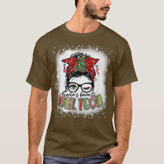 Bleached Santas Favorite Nail Tech Messy Bun Chris T-Shirt