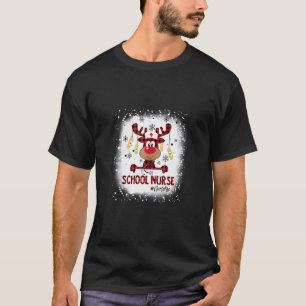Bleached School Nurse Life Reindeer Christmas Paja T-Shirt