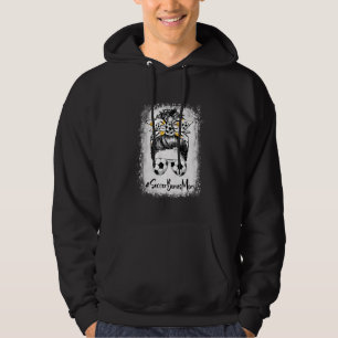 Bleached Soccer Bonus Mum Messy Bun Soccer  Mother Hoodie