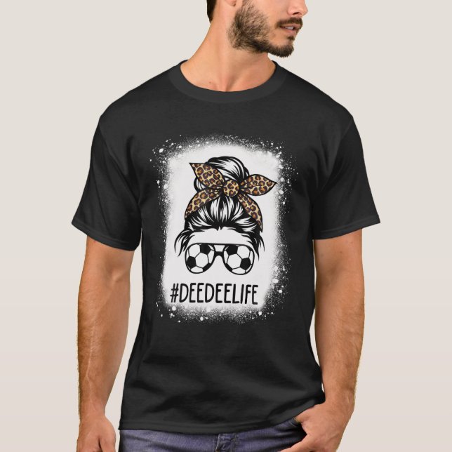 Bleached Soccer Deedee Life Leopard Messy Bun Moth T-Shirt (Front)