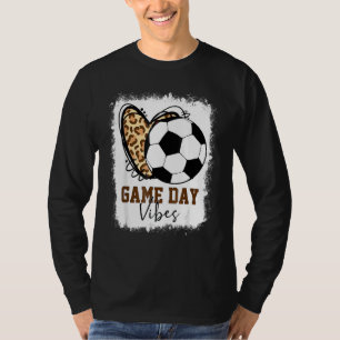 Bleached Soccer Game Day Vibes Leopard Soccer Mum  T-Shirt