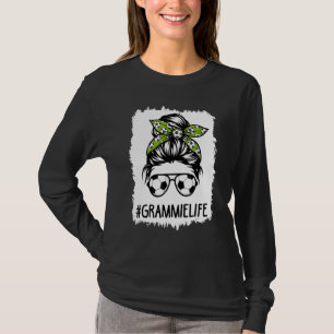 Bleached Soccer Grammie Life Messy Bun Hair Mother T-Shirt