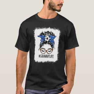 Bleached Soccer Granny Life Leopard Messy Bun Moth T-Shirt