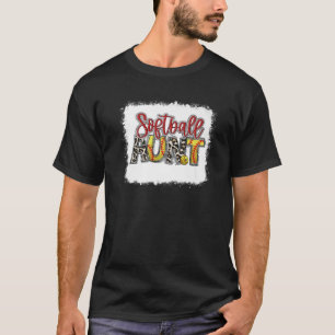 Bleached Softball Aunt Leopard Softball Mum Mother T-Shirt