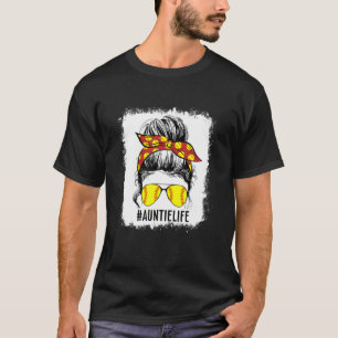 Bleached Softball Auntie Game Day Softball Aunt Mo T-Shirt