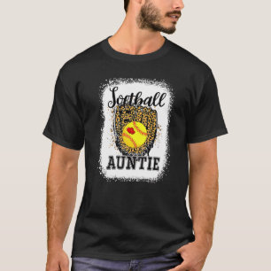 Bleached Softball Auntie Leopard Game Day Aunt Mot T-Shirt
