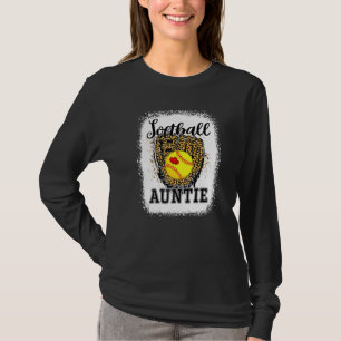 Bleached Softball Auntie Leopard Game Day Aunt Mot T-Shirt