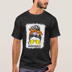 Bleached Softball Bonus Mum Game Day Bonus Mum Mot T-Shirt