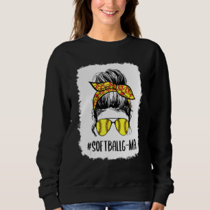 Bleached Softball G Ma Life Messy Bun Mother's Day Sweatshirt