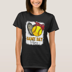 Bleached Softball Game Day Leopard Heart Headband T-Shirt