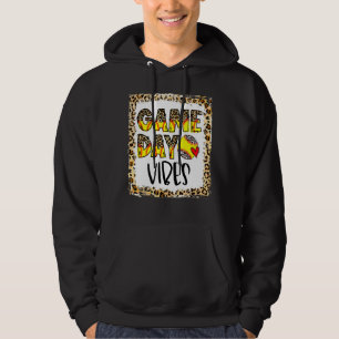 Bleached Softball Game Day Vibes Leopard Heart Hea Hoodie